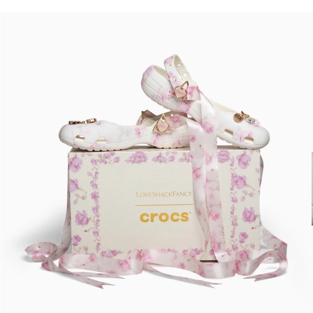 LoveShackFancy Pink Floral Crocs